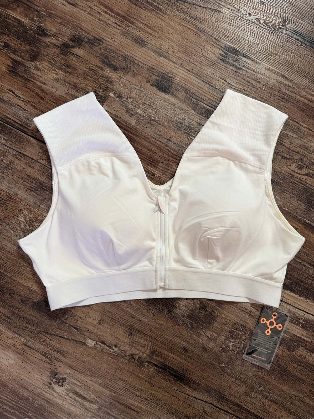 Tommie Copper Shoulder Support Bra with Zipper White Size 3XL NWT